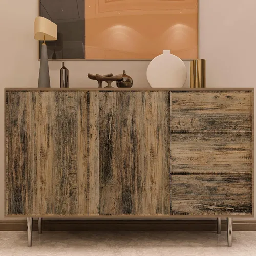 Vista 6 de 3yecao Papel tapiz de grano de madera marrón grueso, 24 x 197 pulgadas, impermeable, con textura sintética, papel de contacto de madera gris azul