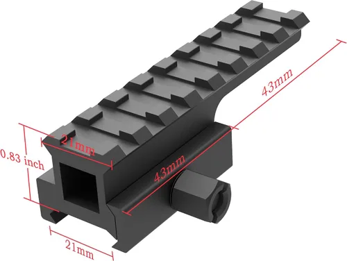Vista 4 de 8-Slot Picatinny Rail Riser Mount, (1"/0.83"/0.5" Height), 3.4" Length Flat Top Mount Adapter and Riser Mount