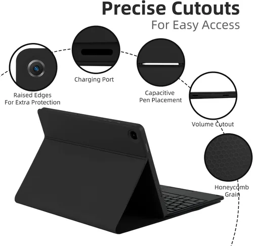Vista 3 de EAMPANG Funda con teclado y panel táctil para Samsung Galaxy Tab A9 Plus 11 pulgadas (SM-X210/X216/X218), teclado magnético extraíble con panel