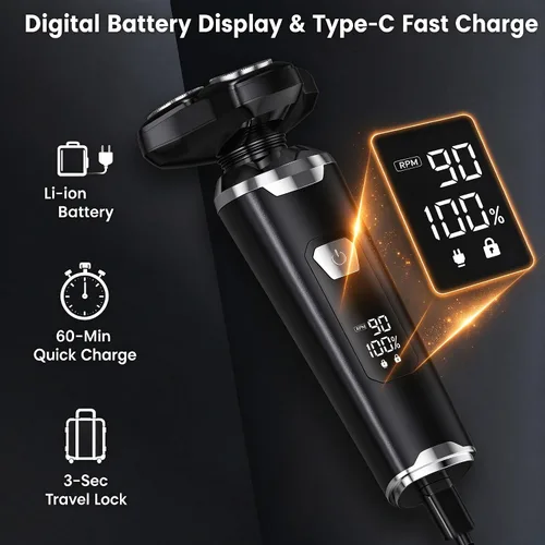 Vista 9 de Maquinilla de afeitar eléctrica para hombres: afeitadoras eléctricas 3 en 1 Titanium black