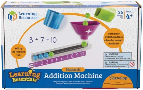 Vista 3 de Learning Resources Máquina de adición magnética, juegos de matemáticas, suministros para el aula, suministros de educación en casa, 26 piezas, a