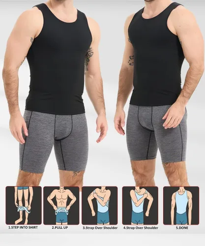 Vista 5 de Optlove Chaleco moldeador de cuerpo para hombre, camiseta sin mangas de compresión, adelgazante, control de barriga, faja moldeadora para abdomen