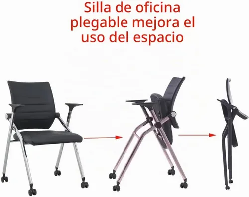 Vista 6 de Silla de escritorio plegable para espacios pequeños, sillas de escritorio para dormitorio con asientos y ruedas acolchados, sillas de escritorio