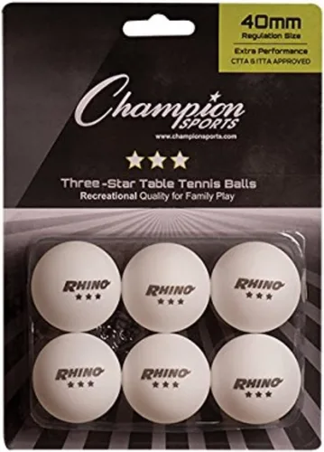 Vista 6 de Champion Sports 3 Star Table Tennis Ball Pack – Tournament Size, 40mm Seamless, CTTA & ITTA Approved