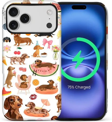 Vista 104 de Funda Compatible con iPhone 13/14 [Compatible con MagSafe] Protección de Doble Capa de Cáscara Dura Híbrida, Funda Magnética Protectora a Prueba