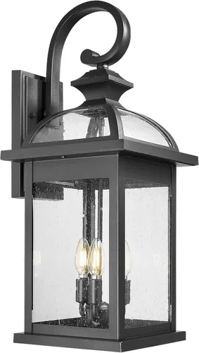 Vista 12 de Darkaway Accesorios de iluminación exterior para montaje en pared, aplique de pared al aire libre con vidrio sembrado, impermeable, accesorio