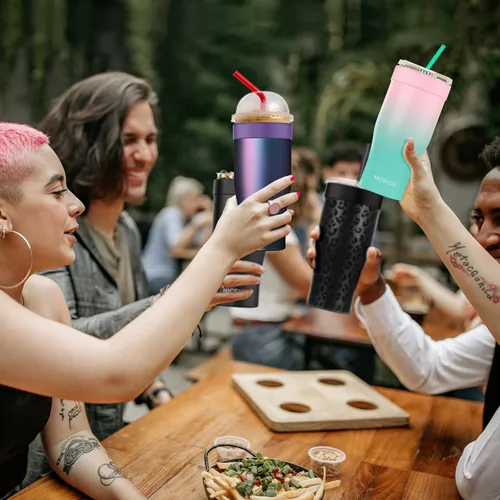 Vista 6 de Funda universal para café helado - Funda aislante reutilizable de acero inoxidable de doble pared mejorada para bebidas frías, se ajusta a tazas