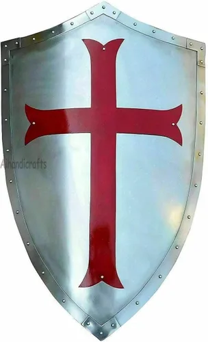 Vista 3 de Escudo de calentador de cruz de caballeros medievales, escudo de cruzados, escudo de guerrero de batalla, réplica de escudo templario de caballero