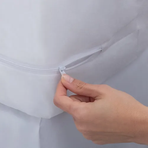 Vista 5 de Home Details Protector de colchón Twin Deluxe Funda de cremallera completa Impermeable Ajuste elástico de 12 pulgadas de profundidad Blanco