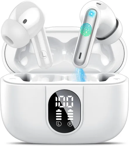 Vista 11 de Csasan Auriculares inalámbricos Bluetooth 5.3, auriculares intraurales de reproducción de 40 horas, mini auriculares Bluetooth con micrófono ENC