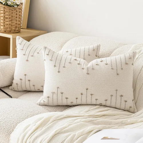 Vista 17 de LILEPOY Juego de 2 fundas de cojín boho de 18 x 18 pulgadas, fundas decorativas texturizadas estilo rústico moderno, fundas cuadradas para cojines