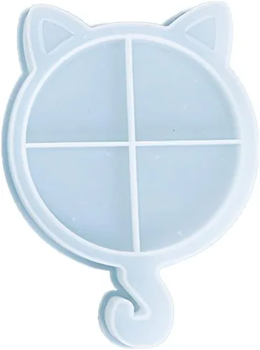 Vista 2 de Surakey Bandeja de silicona para gatos de Navidad, 1 molde de bandeja de resina, moldes de resina epoxi de silicona, posavasos para gato, alce