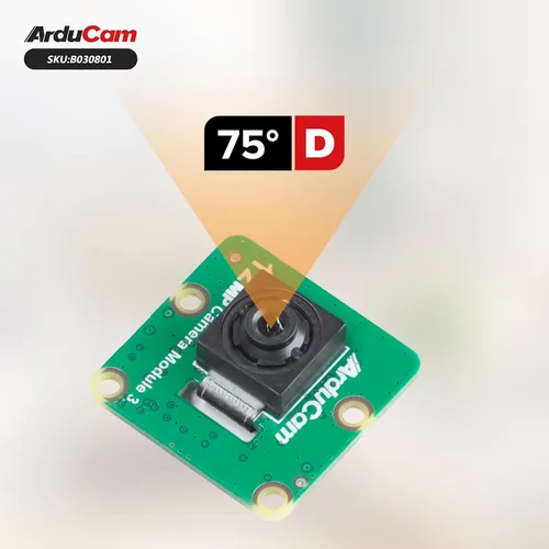 Vista 4 de Arducam para Raspberry Pi Cámara Módulo 3, 12MP IMX708 75° (D) Foco fijo Pi Cámara V3, para Raspberry Pi 5/4B/3B+, Zero