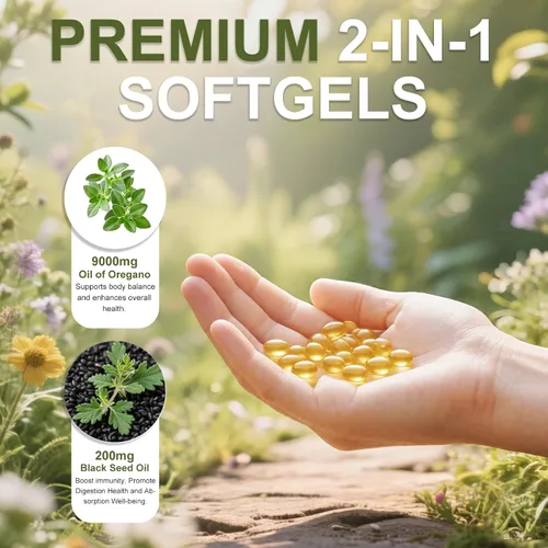 Vista 8 de BEWORD Aceite de orégano con aceite de semilla negra, 90/280/560/840 cápsulas blandas, 9000 mg por porción - Suplemento de orégano 2 en 1