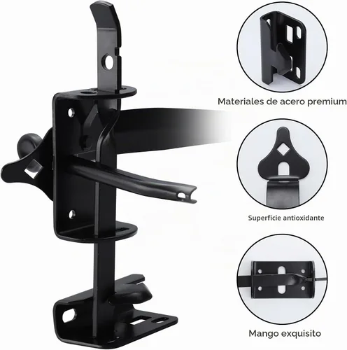 Vista 2 de WellMade Pestillo para puerta de pulgar resistente, pestillos de puerta autobloqueantes y kit de mango de 9 pulgadas, herrajes de bloqueo de puerta