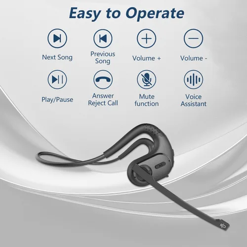 Vista 8 de BANIGIPA Auriculares Bluetooth con micrófono extraíble, auriculares inalámbricos con cancelación de ruido para teléfonos, computadora portátil, PC