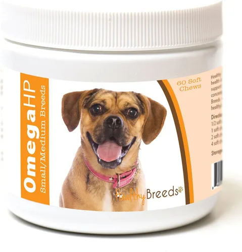 Vista 22 de Healthy Breeds Affenpinscher Omega HP - Masticables suaves para piel y pelaje, 60