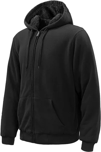 Vista 2 de GEEK LIGHTING - Sudaderas con capucha para hombre, de forro polar grueso, con cierre completo y forro de Sherpa grueso