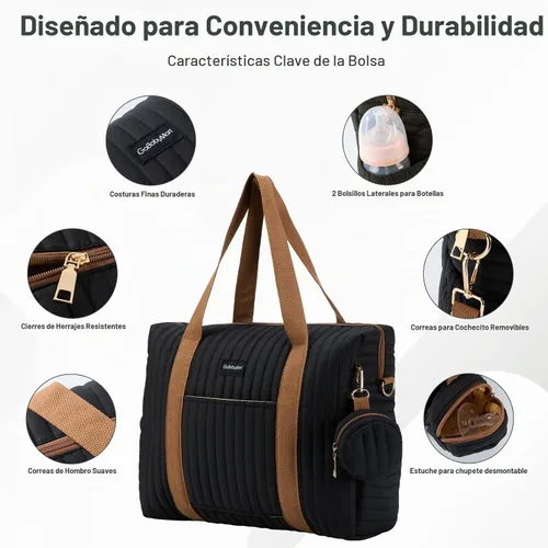 Vista 4 de GOBABYMART Diaper Bag Tote for Moms, Baby Hospital Bag with Insulated Bottle Pockets, Changing Pad & Stroller Straps