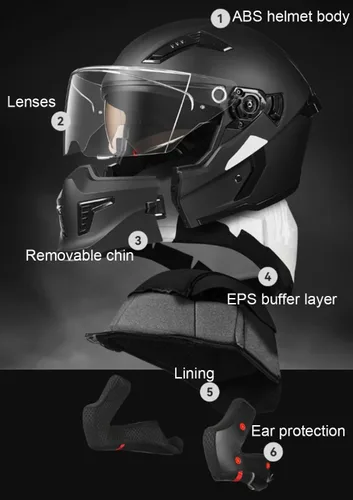 Vista 7 de Cascos de motocicleta FMVSS 218 aprobado por DOT, cascos de motocicleta retro de cara completa, para hombres, mujeres y adultos, casco fresco