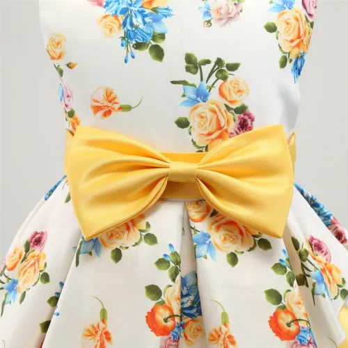 Vista 4 de COMISARA Vestidos de flores para niñas 2-9T, vestidos de fiesta de concursos de Pascua