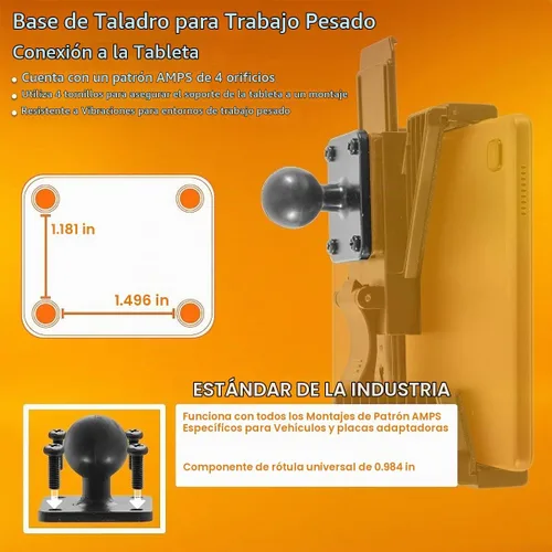 Vista 6 de iBOLT TabDock IncrediBOLT 360 - Soporte de ventosa triple para tableta de 7 a 10 pulgadas