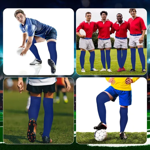 Vista 5 de Hicarer 6 pares de calcetines de béisbol por encima de la rodilla, calcetines de sóftbol extra largos para equipo de fútbol, calcetines atléticos