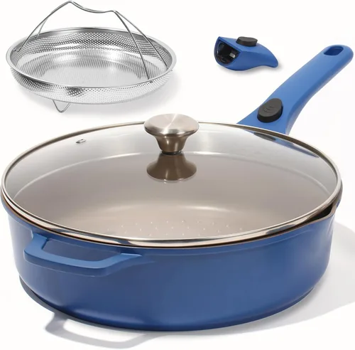 Vista 8 de ESLITE LIFE Sartén antiadherente Always con tapa, sartén de 11 pulgadas (4.5 Qt) para freír en profundidad y saltear, segura para horno, inducción