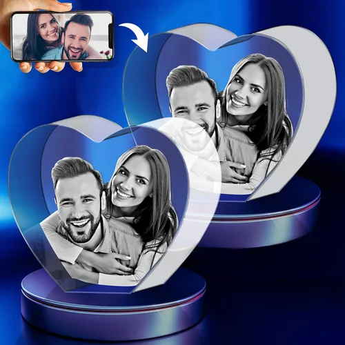 Vista 7 de Foto de cristal 3D, regalos grabados de aniversario, corazón grabado con imagen, personalizado con cualquier foto para cada ocasión, imagen 3D láser