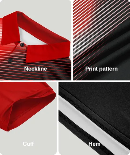 Vista 4 de ZITY Camisa de golf para hombre, manga corta, deportiva, absorbe la humedad, con estampado de rendimiento, camisa polo de golf para hombre, camiseta