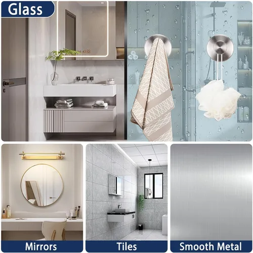 Vista 7 de Ganchos de Ventosa para Ducha, Ganchos de Toalla Sin Taladrar para Pared de Baño, Cocina, Vidrio, Espejo, Azulejos - Ideales para Colgar Toallas
