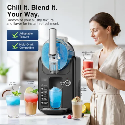 Vista 2 de Máquina de granizado y máquina para hacer helados 2 en 1, 6 modos para batidos, batidos, cócteles, margarita y helado, no necesita hielo