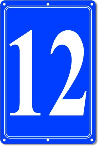 Vista 18 de Premium Aluminum Number Signs, Metal 12" X 8" Blue Numbered Sign Outdoor for Parking Lots, Floor, Dock, Court, Aisle, Field, High Visibility, No