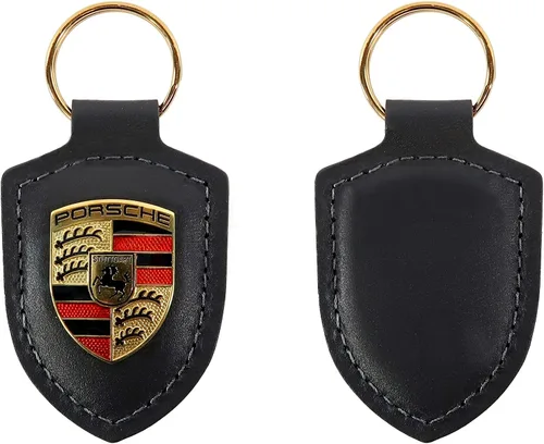 Vista 2 de Porsche Genuine Key Chain Ring Vehicle Keys Crest Keyfob Negro