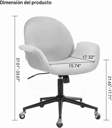 Vista 2 de Silla de escritorio de terciopelo, moderna silla de oficina en casa con altura ajustable giratoria para computadora ejecutiva con almohada, sillón