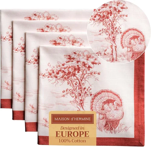 Vista 15 de Maison d' Hermine Juego de 4 servilletas de tela 100% algodón, suaves y duraderas, servilletas cuadradas reutilizables para uso diario, lavables