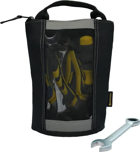 Vista 54 de Bolsa de herramientas de lona con cremallera MELOTOUGH, bolsa de herramientas con cierre, bolsa de malla resistente con ventana, ojales para colgar