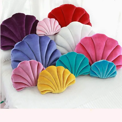 Vista 4 de Almohada decorativa de terciopelo SeaShell para cama, sofá, hogar, oficina, algodón