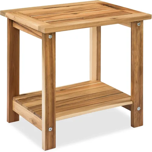 Vista 10 de Mesa de acento Adirondack negra para exteriores – Mesa auxiliar de madera de acacia resistente a la intemperie con almacenamiento doble, pequeña