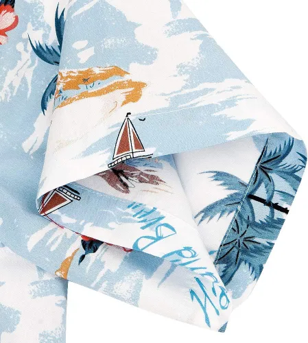 Vista 4 de Camisas hawaianas de algodón de ajuste regular de manga corta con botones para hombre