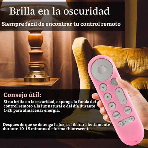 Vista 4 de Funda protectora para Google TV Streamer 4K 2024 Chromecast Remote Case Funda y caja de control remoto, brilla en la oscuridad, rosa brillante