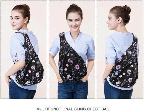 Vista 6 de HUA ANGEL Bolso bandolera, bolso cruzado de moda para el pecho, mochila de viaje, senderismo, gimnasio, mochila casual