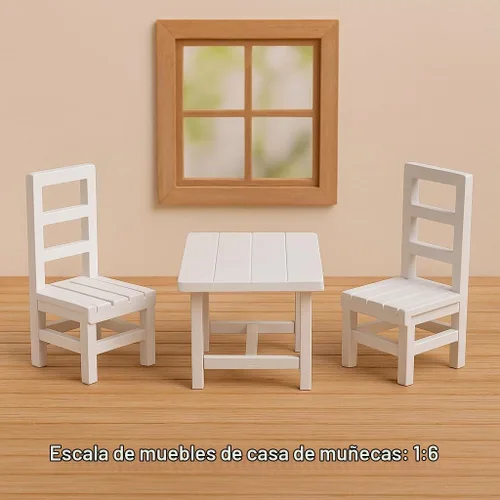 Vista 4 de Marsrut - Muebles de madera para casa de muñecas a escala 1/6, muebles cuadrados de madera de 12 pulgadas, modelo de juguete para decoración