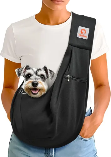 Vista 14 de TOMKAS - Transportador de perros estilo canguro para perros pequeños (negro, para mascotas de 2 a 7 libras)