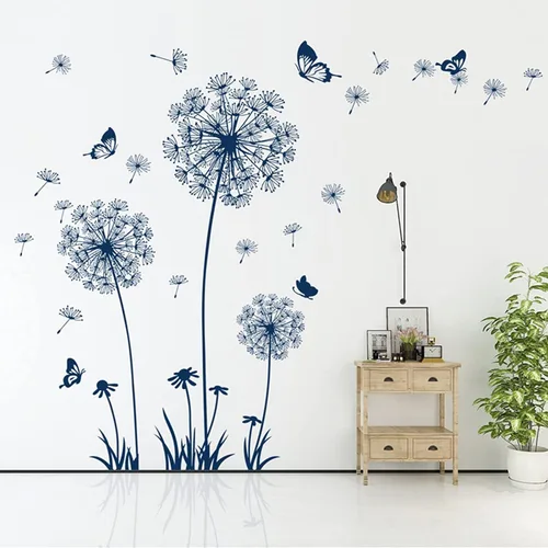 Vista 5 de Arawat 2 Juego de Calcomanías de Diente de León para Pared Pelar y Pegar Calcomanías de Pared de Diente de León Azul Adhesivos de Pared Florales
