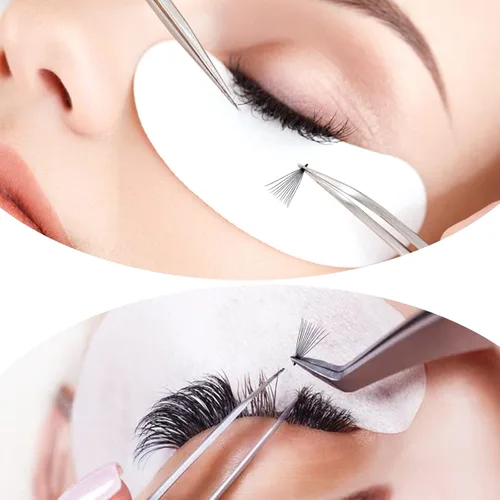 Vista 14 de Extensiones de pestañas de 1200 fans, prefabricadas, con volumen, 9-20mm, bandeja mixta, 20D, con punta en C, base puntiaguda, extensiones