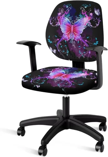 Vista 47 de Talayituse - Funda para silla de oficina o computadora con estampado de estrellas de playa, funda de asiento dividida elástica, extraíble y lavable