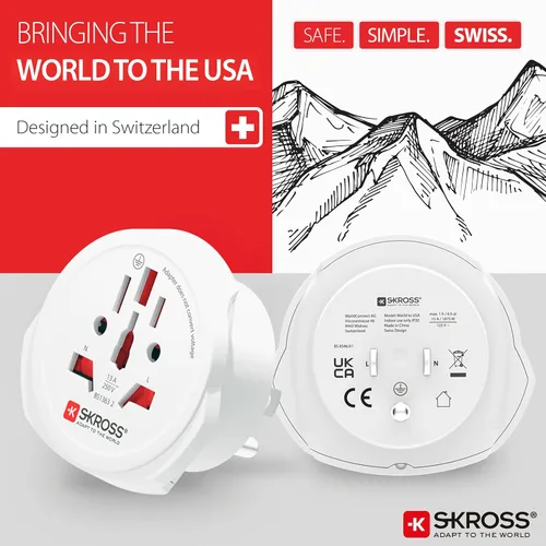 Vista 2 de Skross World to USA - Adaptador de viaje para país, color blanco
