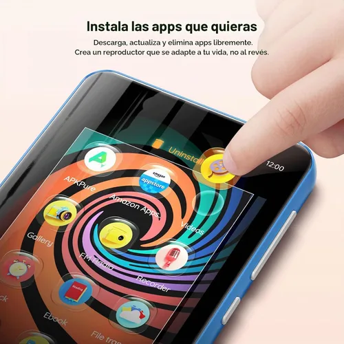 Vista 4 de Innioasis Reproductor de MP3 G3 con Bluetooth y WiFi, reproductor de 160G Azul