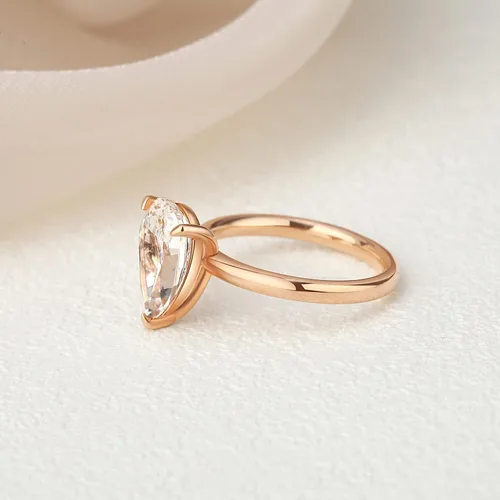 Vista 3 de Anillo de moissanita de 3.0 quilates, anillo de boda en forma de pera, anillos solitarios de plata de ley 925, anillo de compromiso de corte de pera